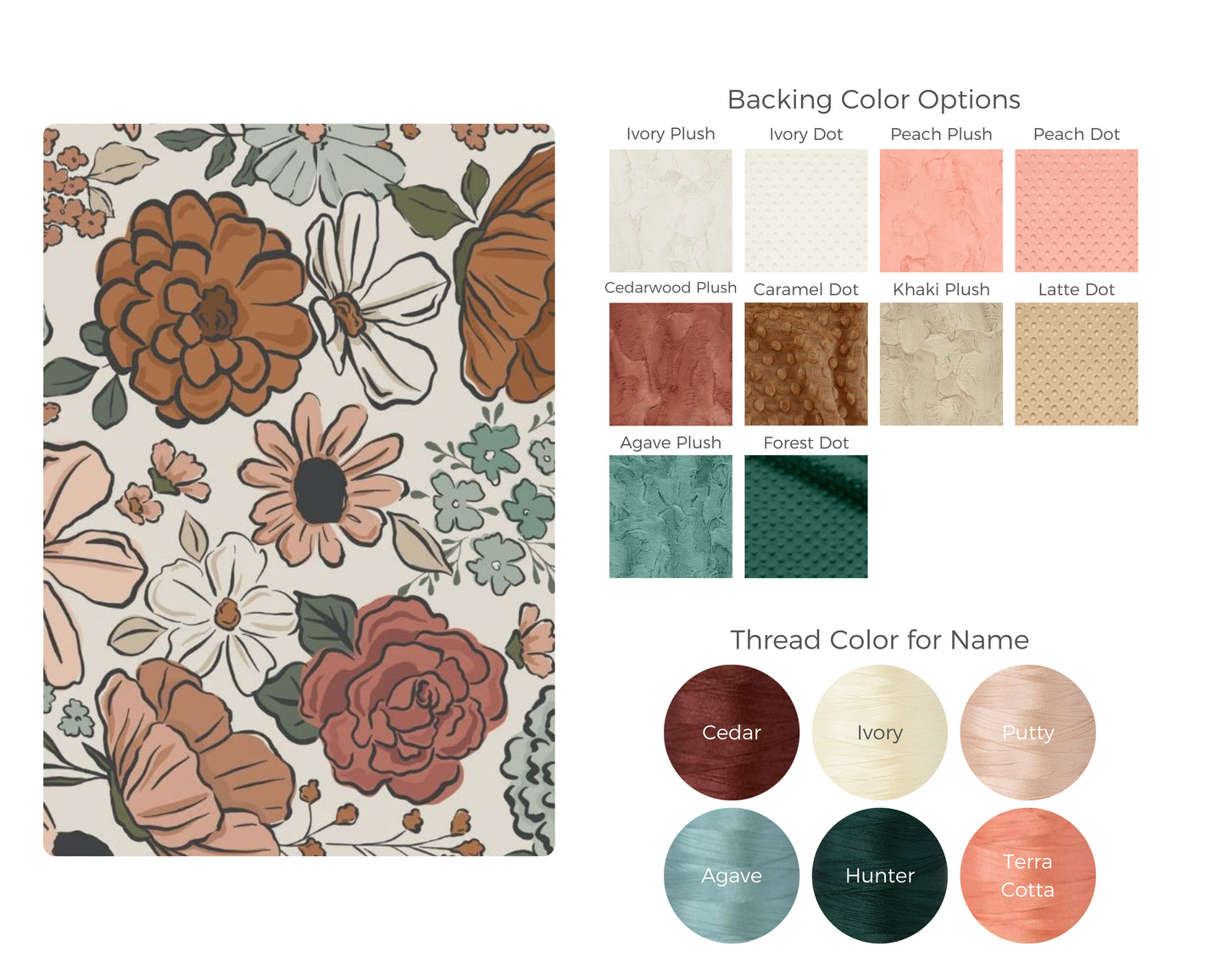 Montana Bloom Floral Personalized Lovey Size
