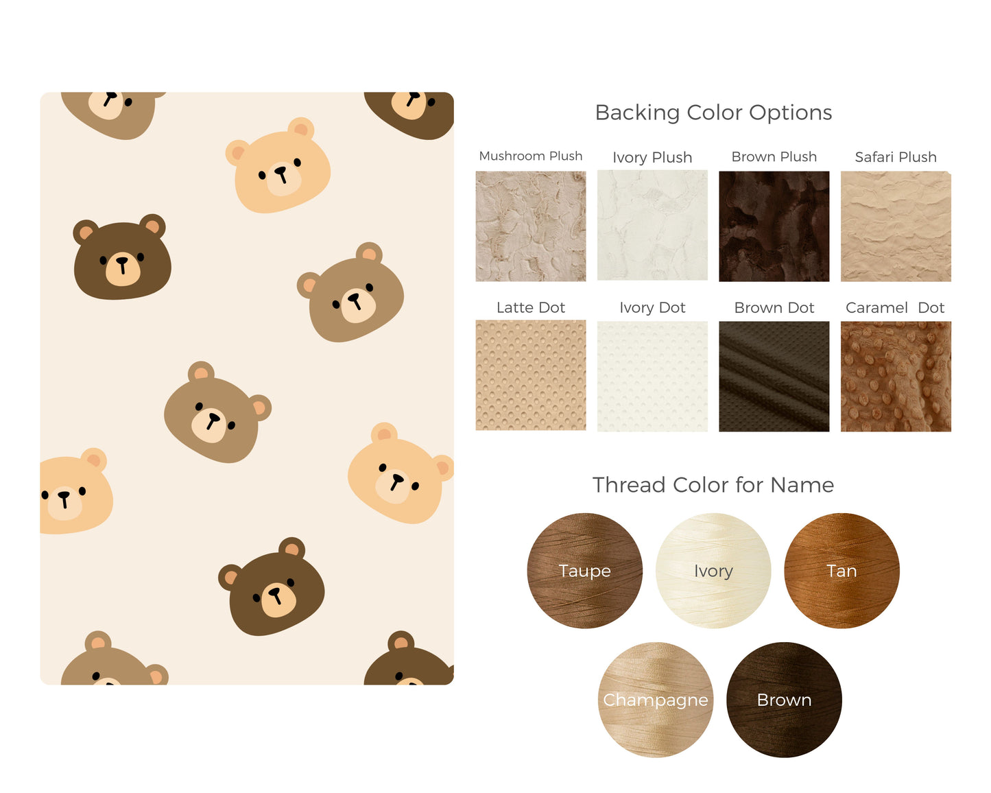 Teddy Bears Personalized Baby Size Blanket