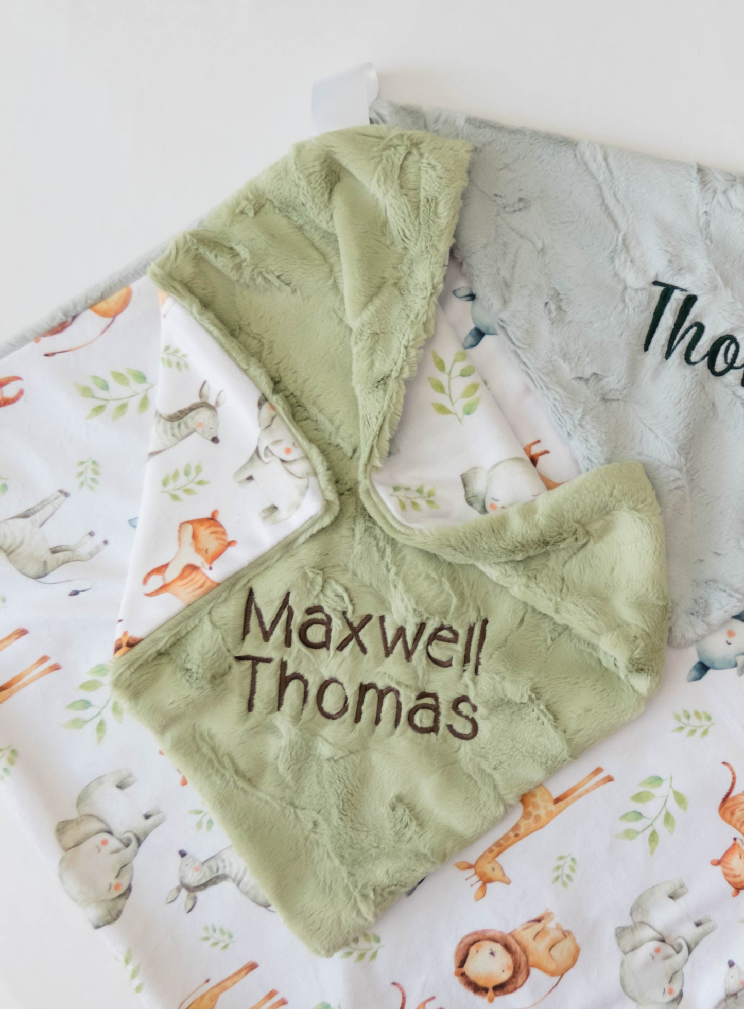 Safari Animals Personalized Lovey Size