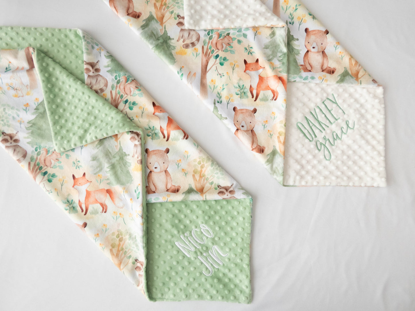 Forest Animals Sage Baby Blanket