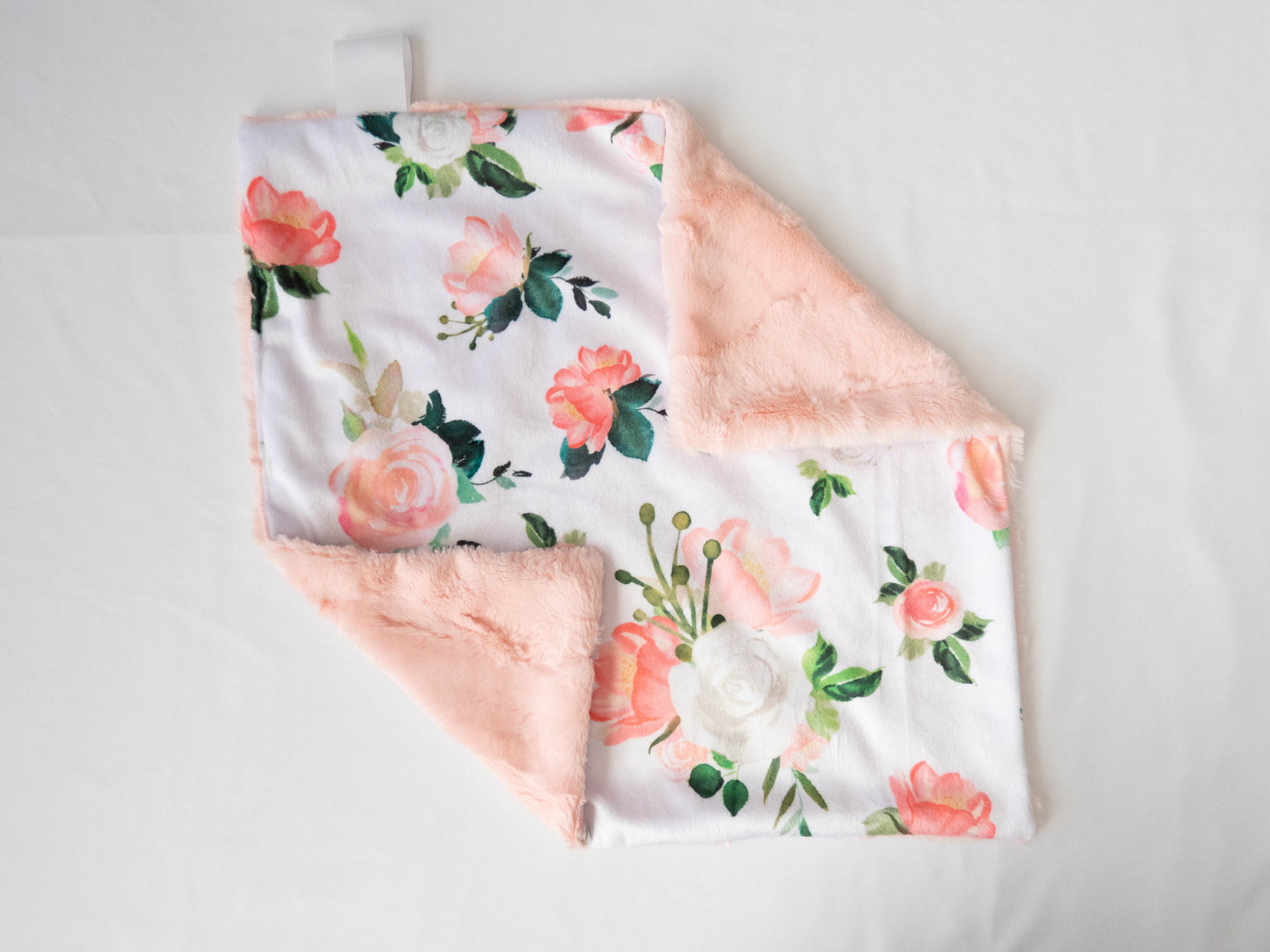 Blushed Coral Floral Personalized Baby Blanket