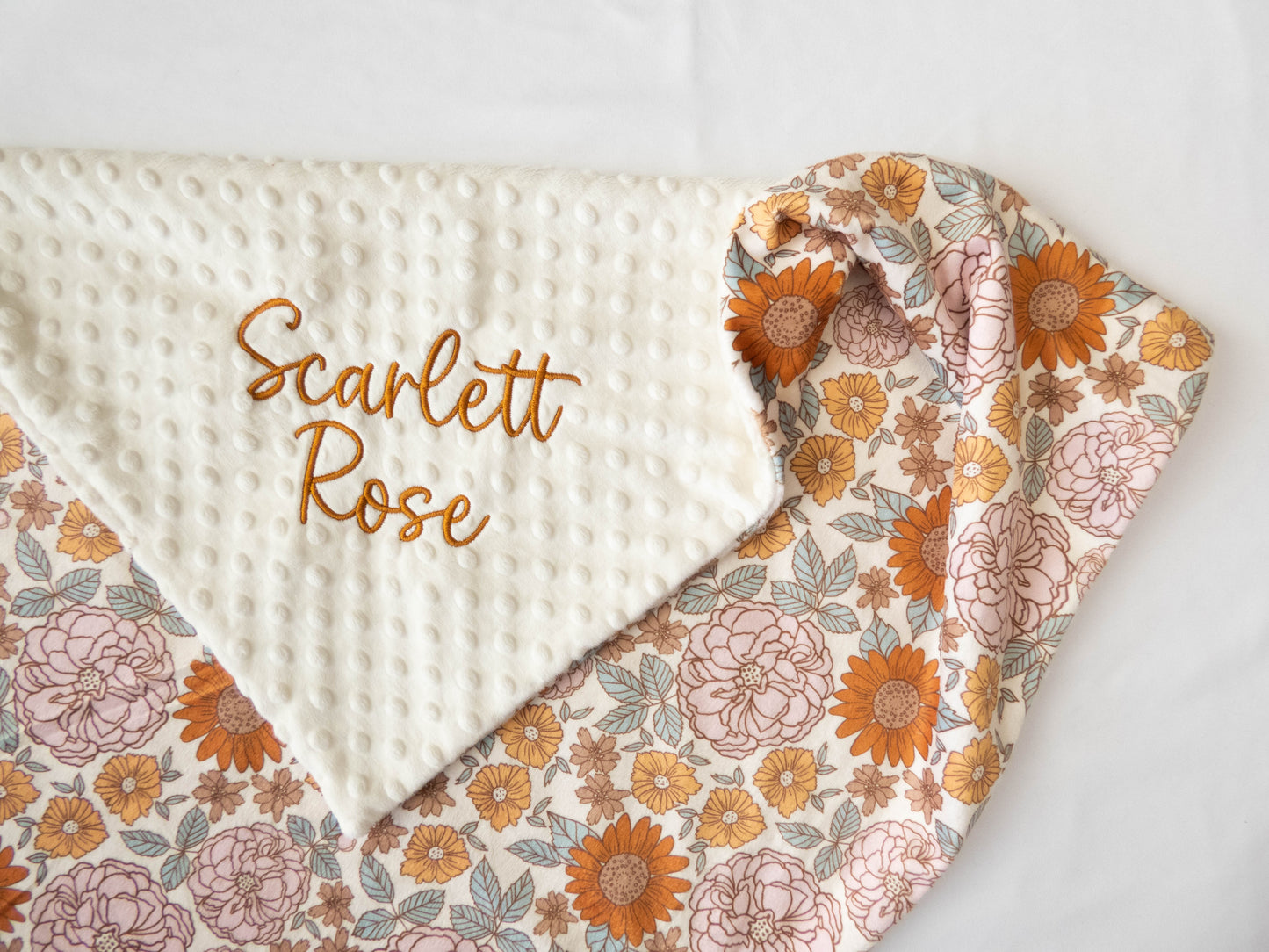 Golden Girl Vintage Floral Baby Blanket