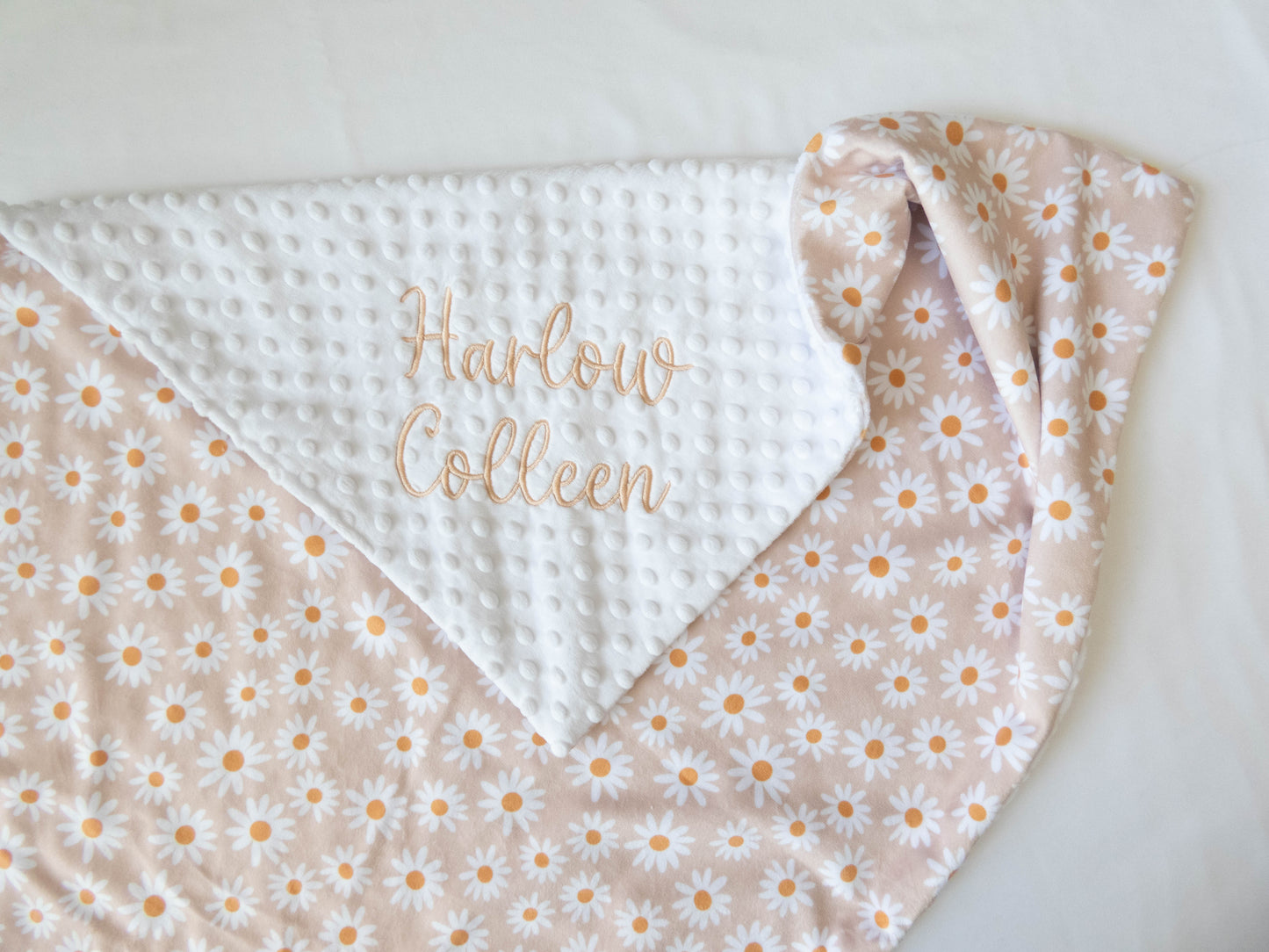 Tan Daisy Floral Baby Blanket