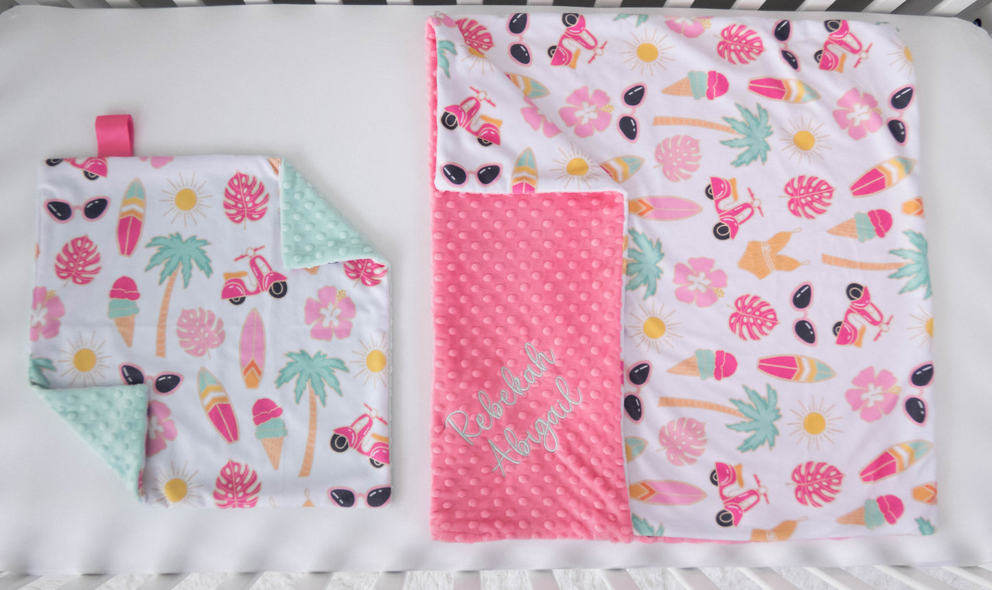 Surfer Girl Personalized Baby Blanket