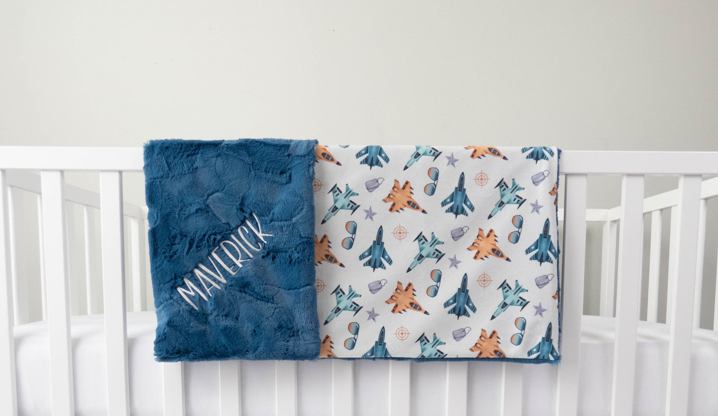 Fighter Jets Personalized Baby Blanket