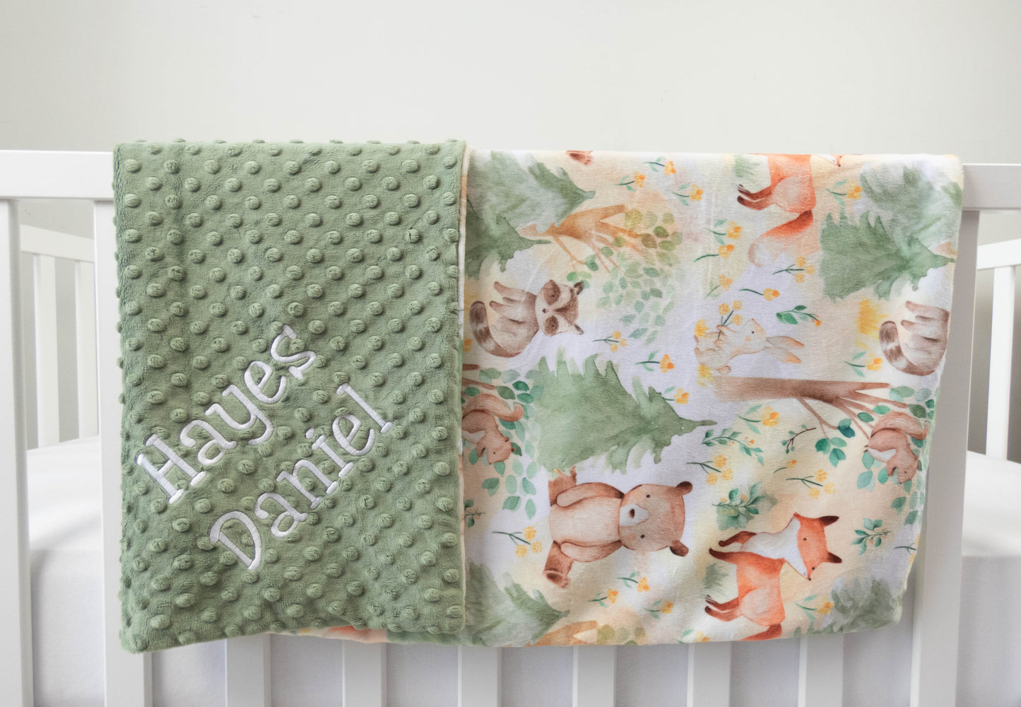 Forest Animals Sage Baby Blanket