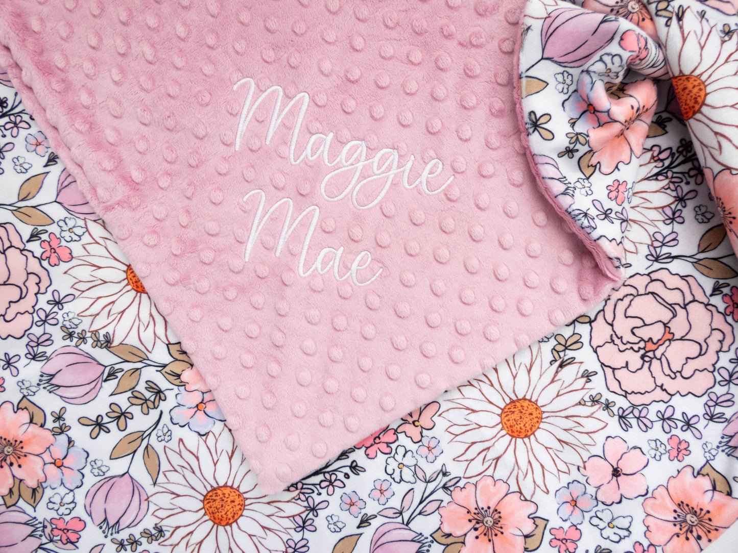 Summer Floral Personalized Child Size Blanket