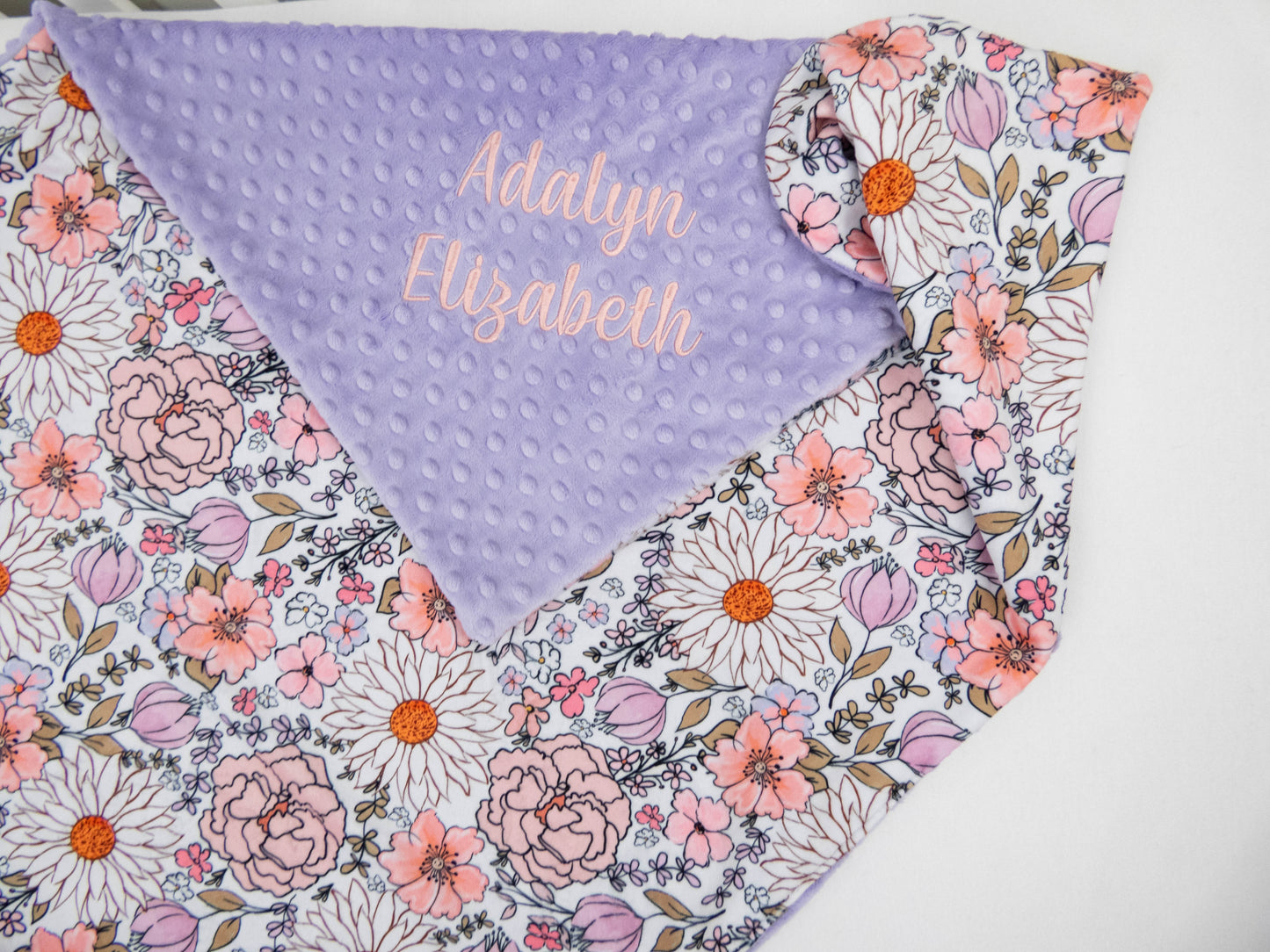Summer Floral Personalized Child Size Blanket