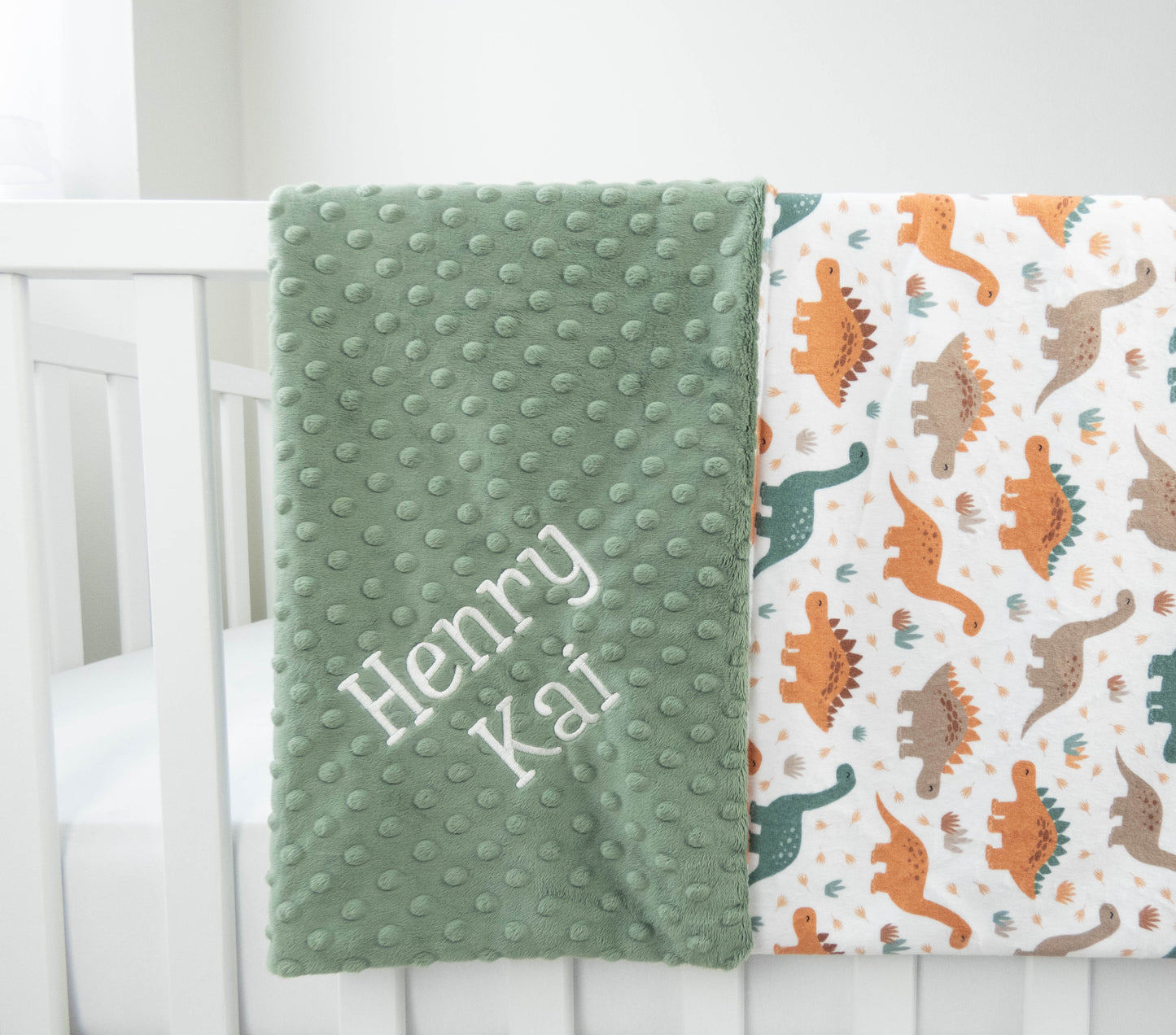 Neutral Dinosaurs Personalized Child Size Blanket