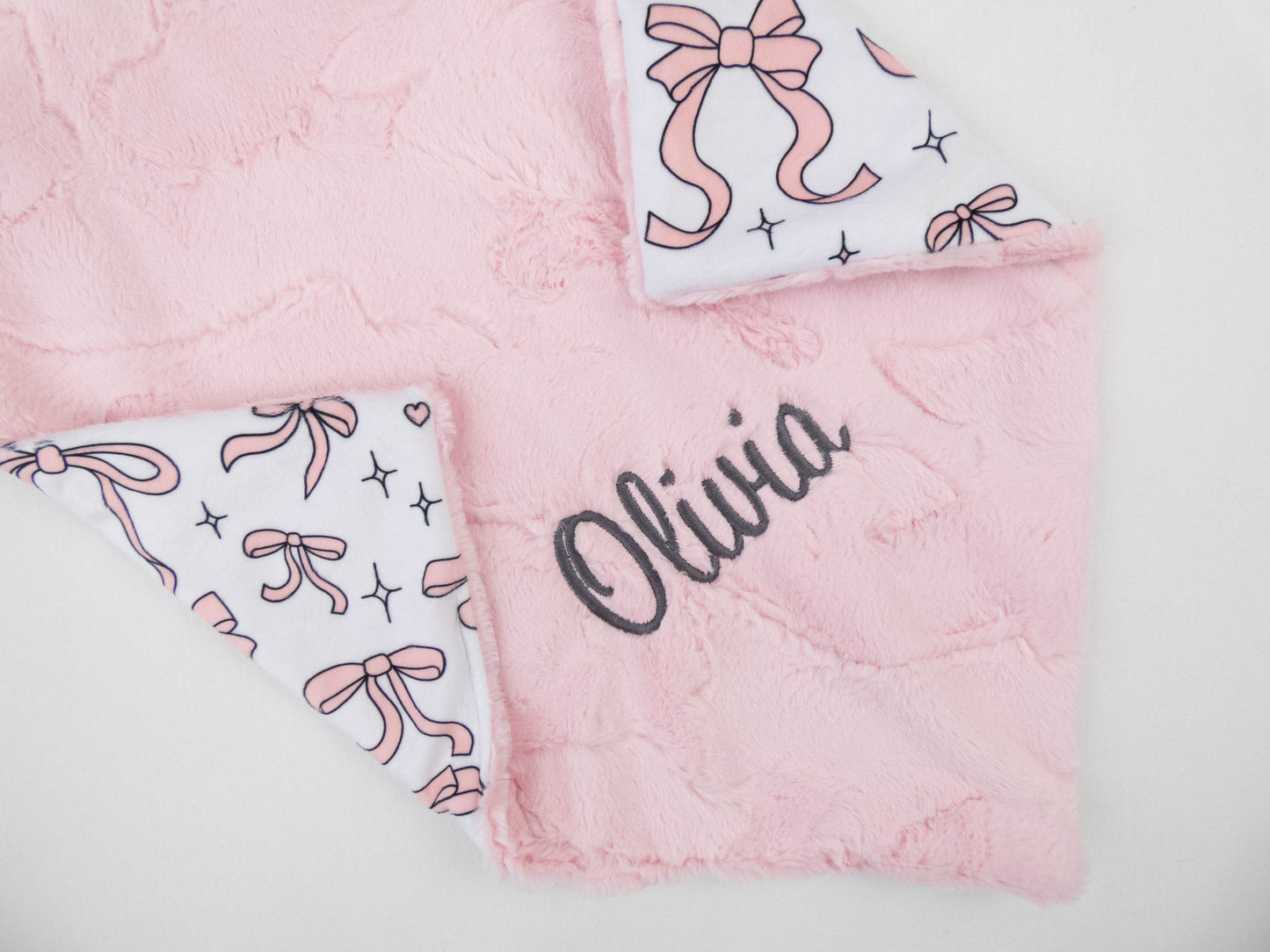Coquette Pink Bows Personalized Baby Blanket