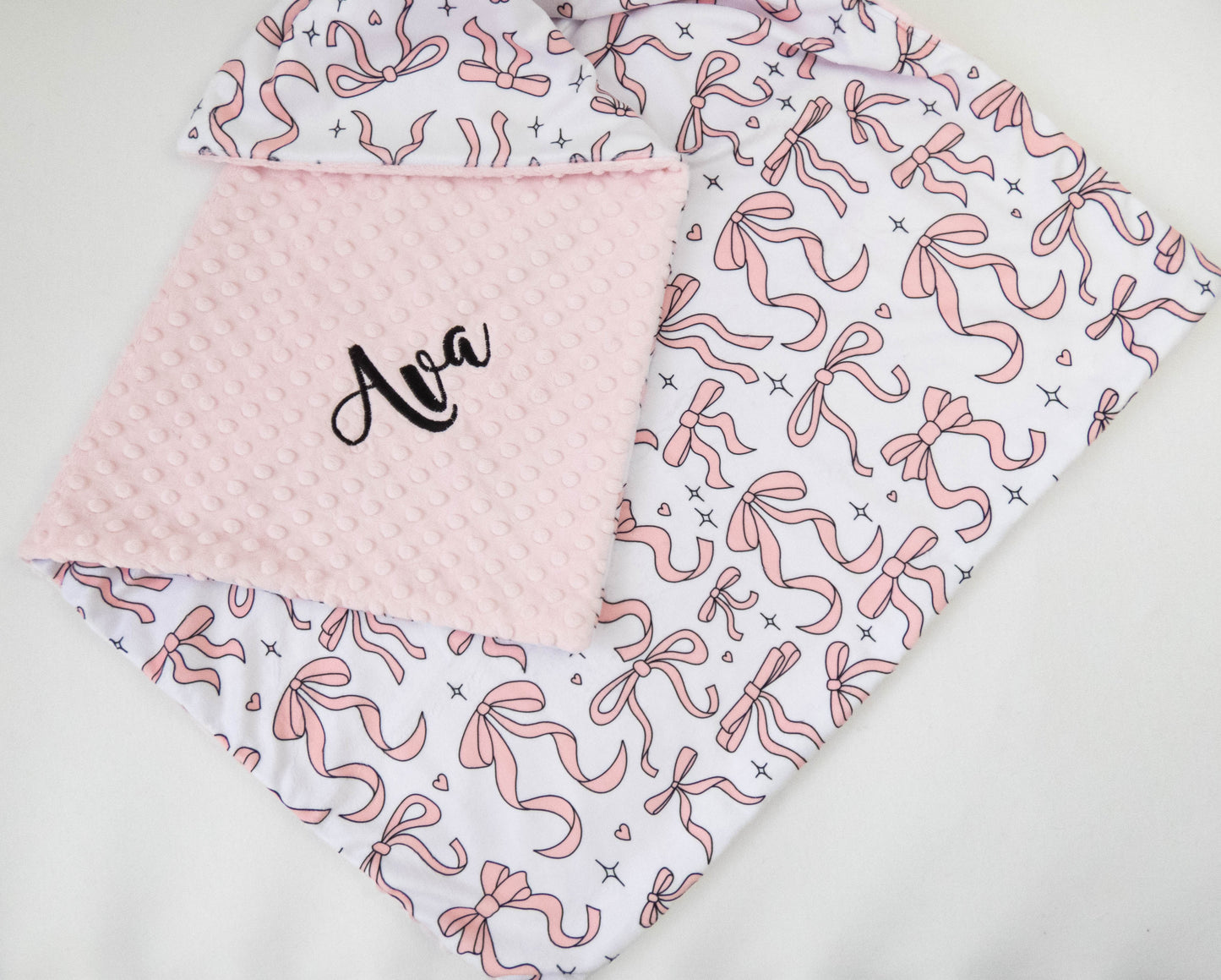 Coquette Pink Bows Personalized Baby Blanket