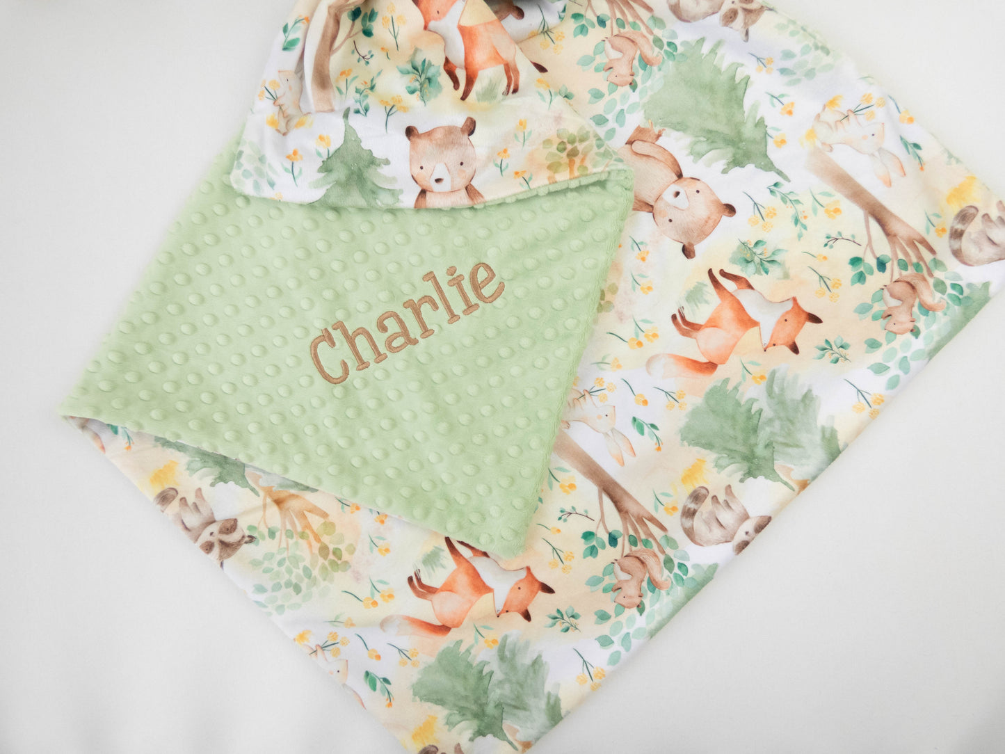 Forest Animals Sage Baby Blanket