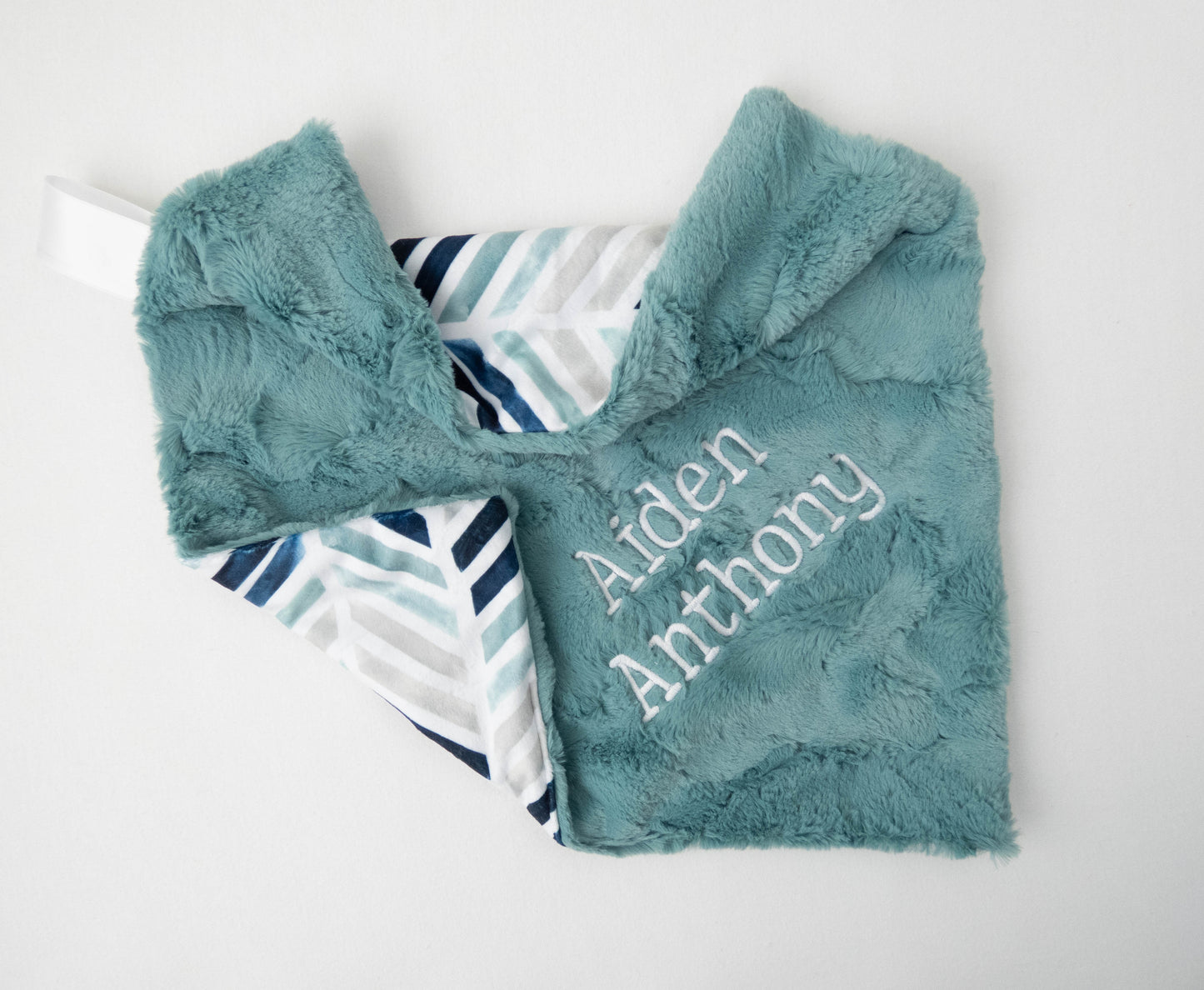 Navy Chevron Geometric Personalized Baby Blanket