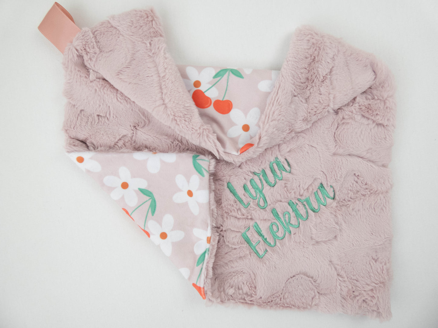 Cherries and Daisies Personalized Baby Blanket