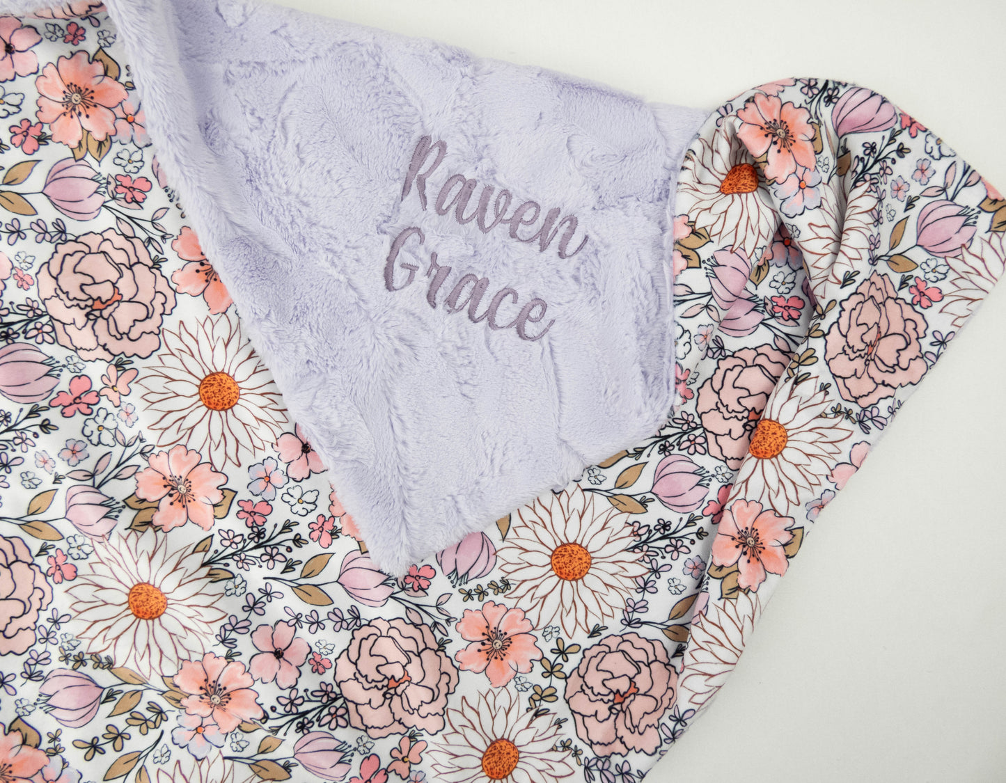 Summer Floral Personalized Child Size Blanket