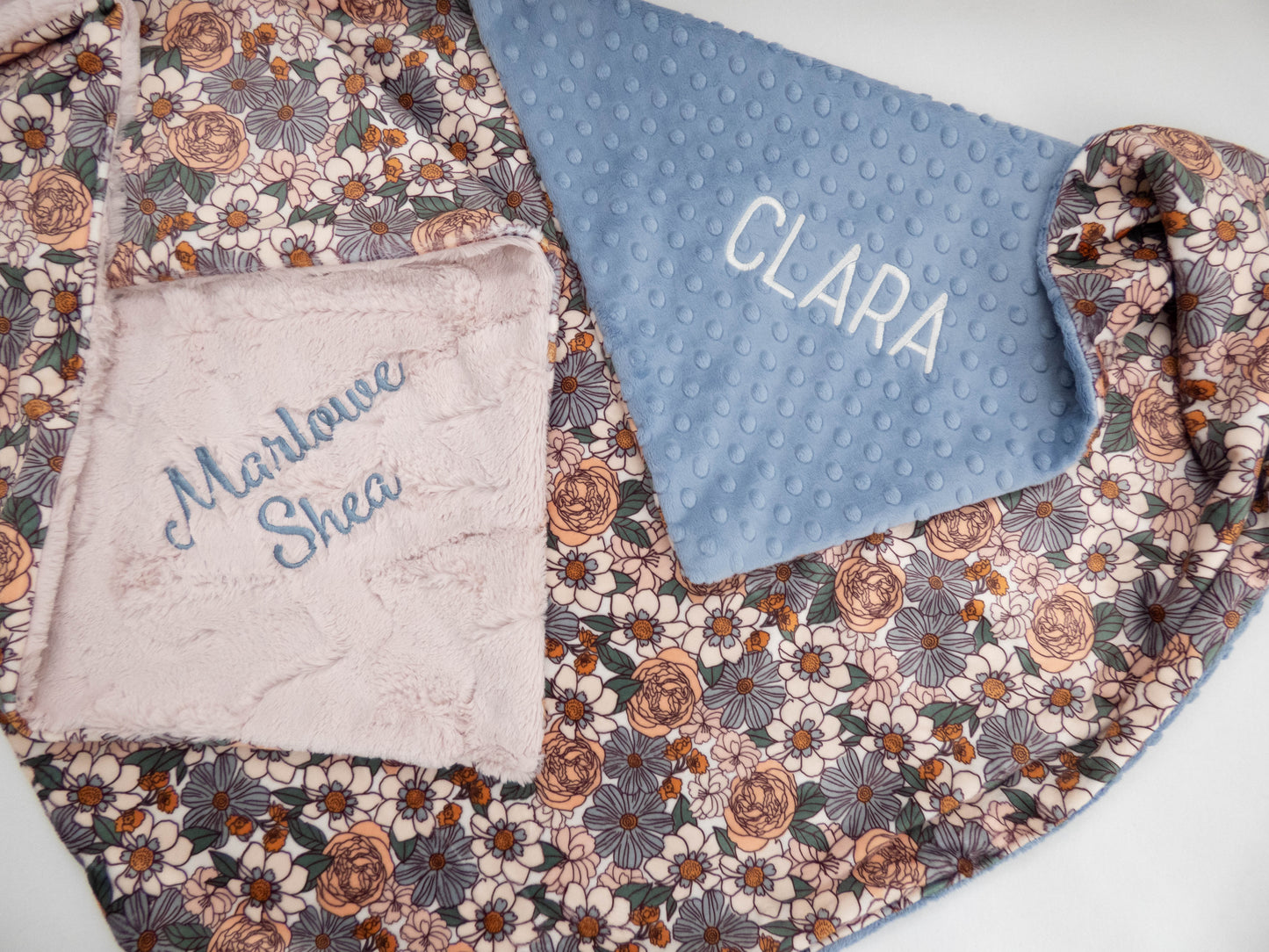 Ember Floral Personalized Child Size Blanket