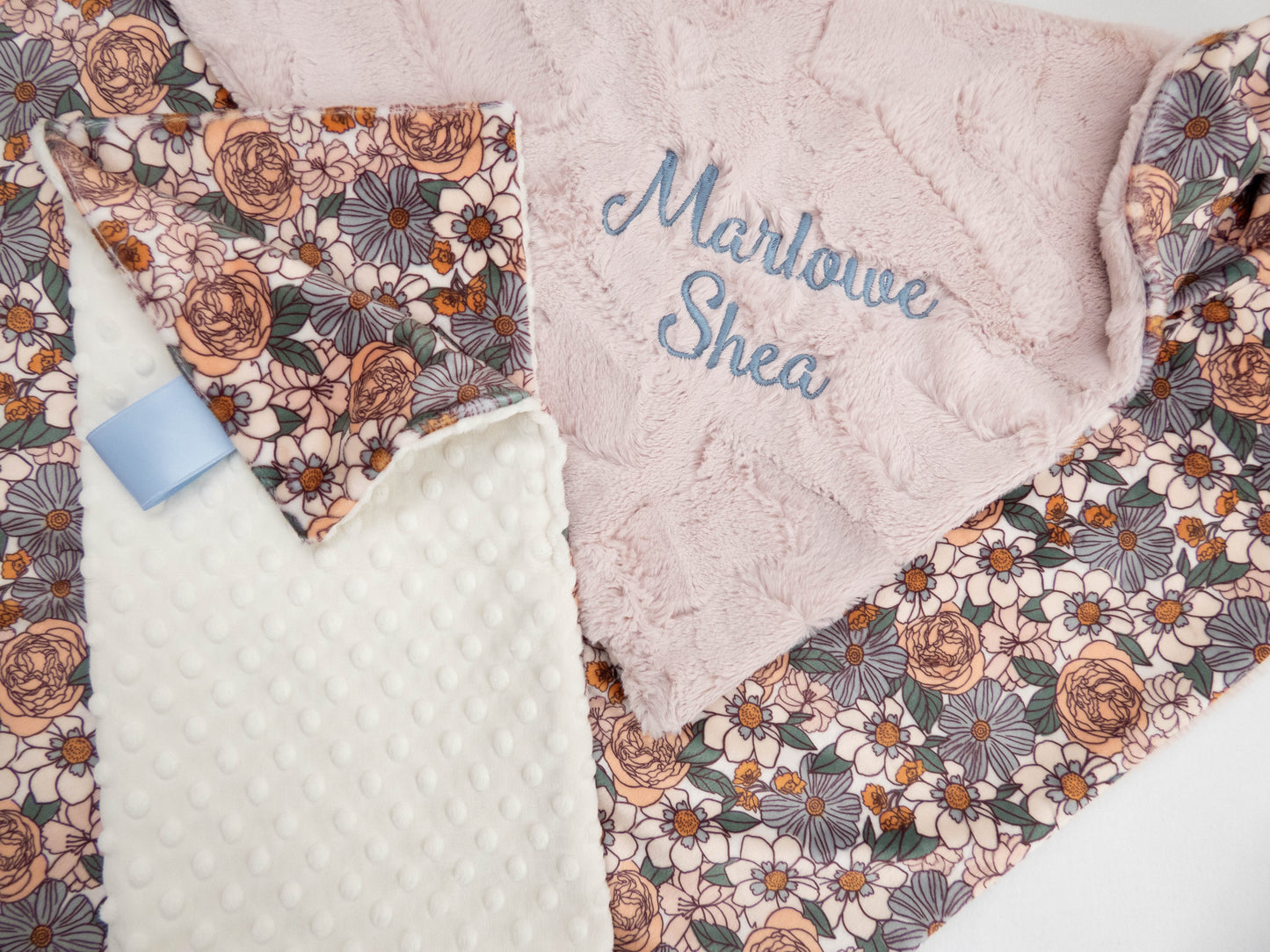 Ember Floral Personalized Lovey Size