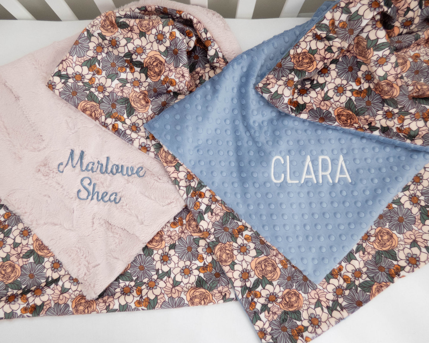 Ember Floral Personalized Baby Size Blanket