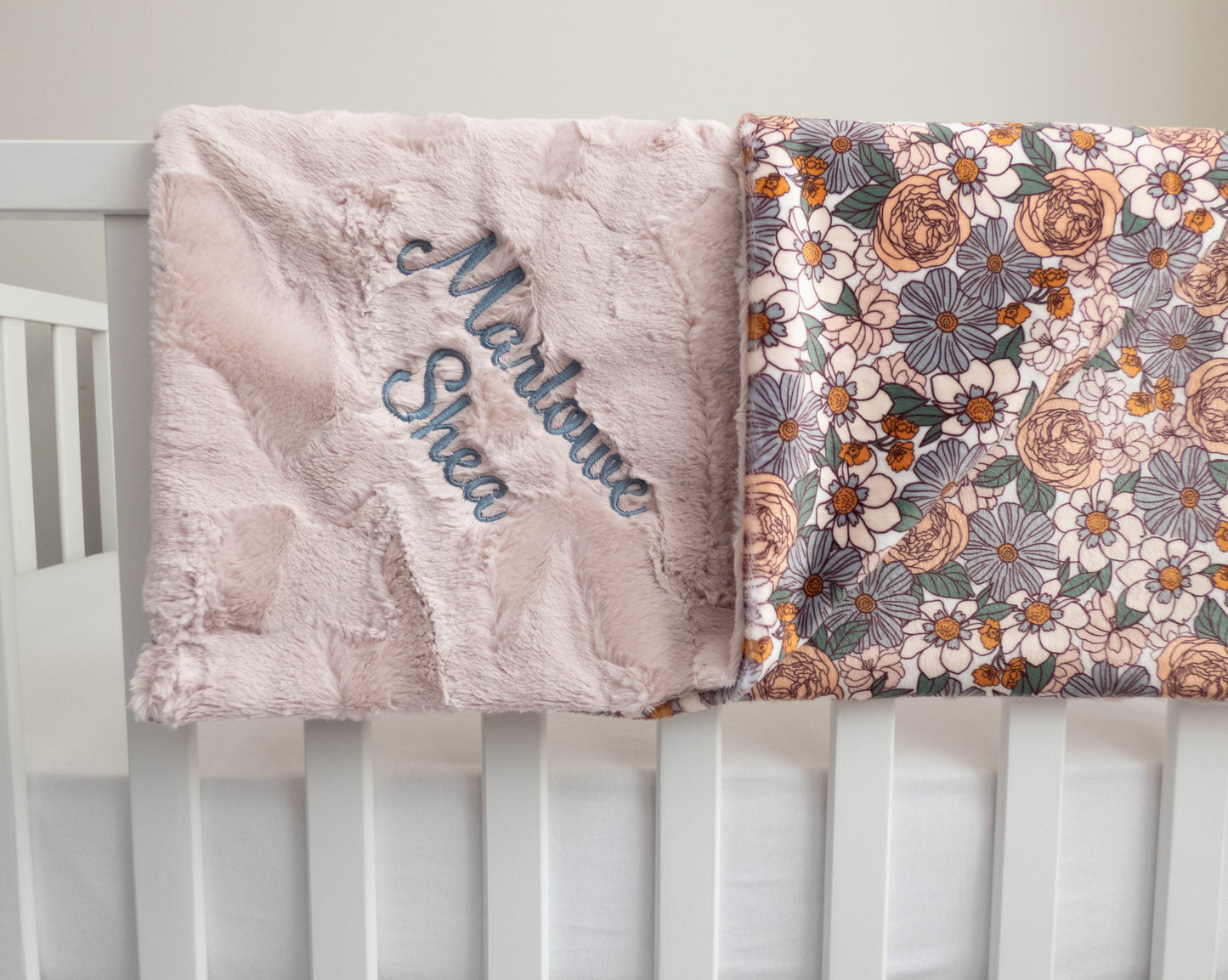 Ember Floral Personalized Child Size Blanket