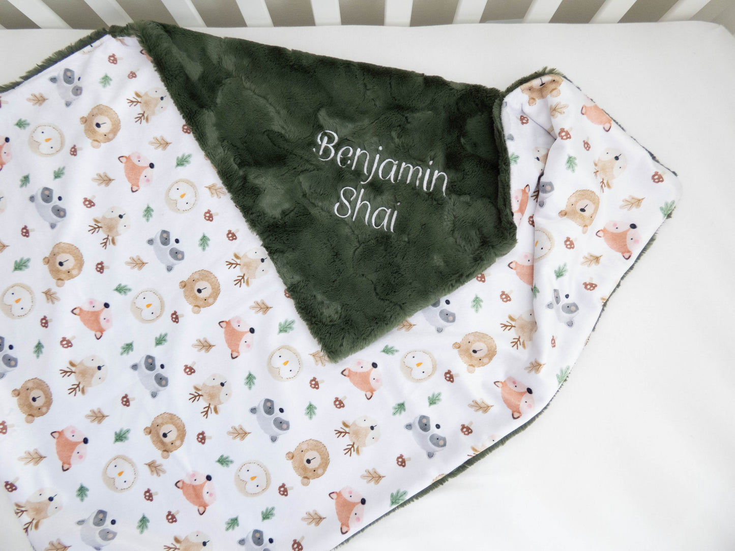 Woodland Friends Faces Personalized Baby Blanket