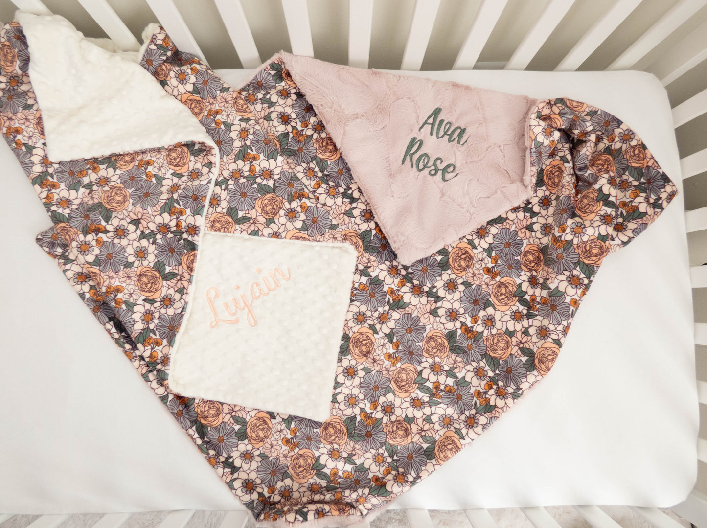Ember Floral Personalized Baby Size Blanket