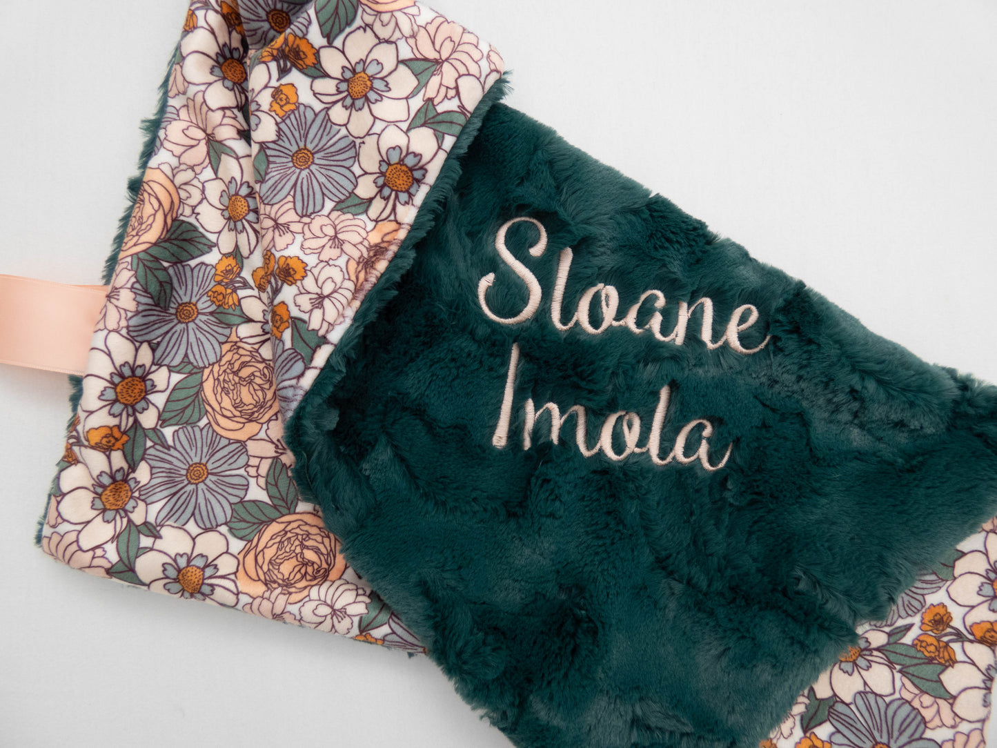Ember Floral Personalized Lovey Size