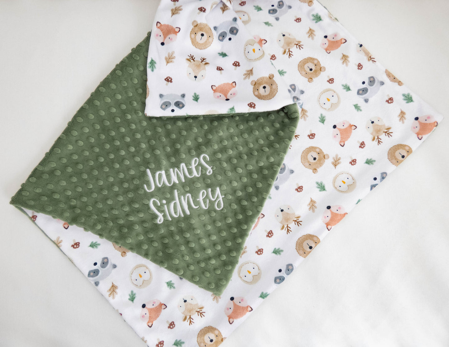 Woodland Friends Faces Personalized Baby Blanket