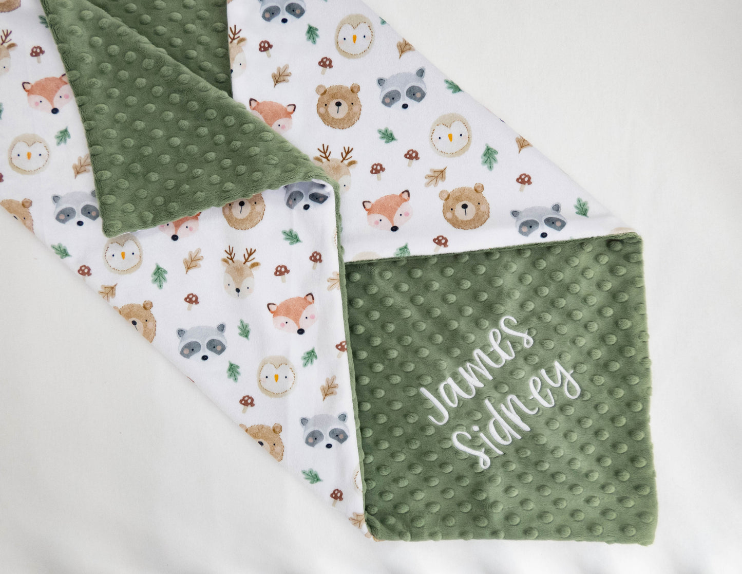 Woodland Friends Faces Personalized Baby Blanket
