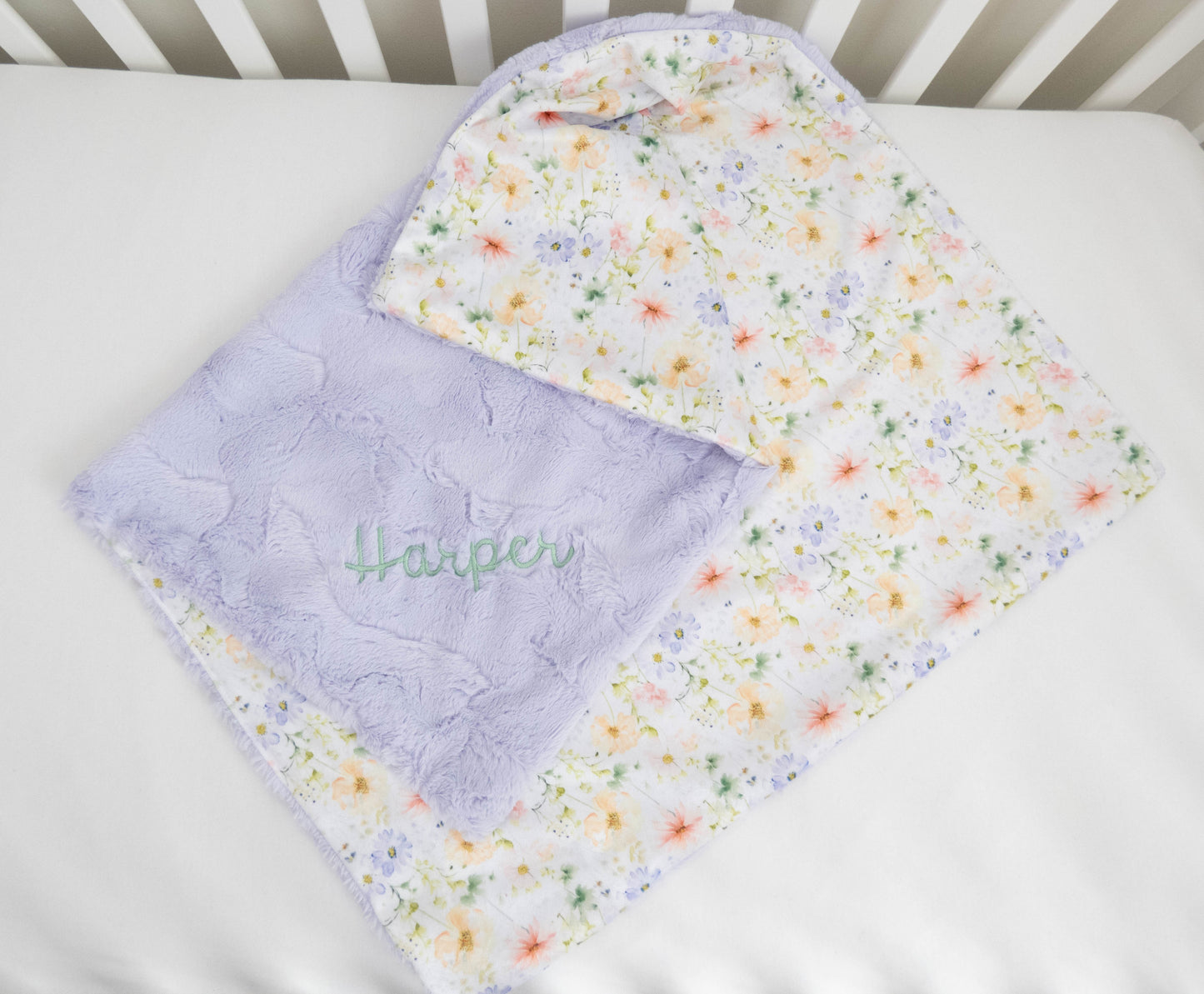 Pressed Floral Personalized Baby Blanket
