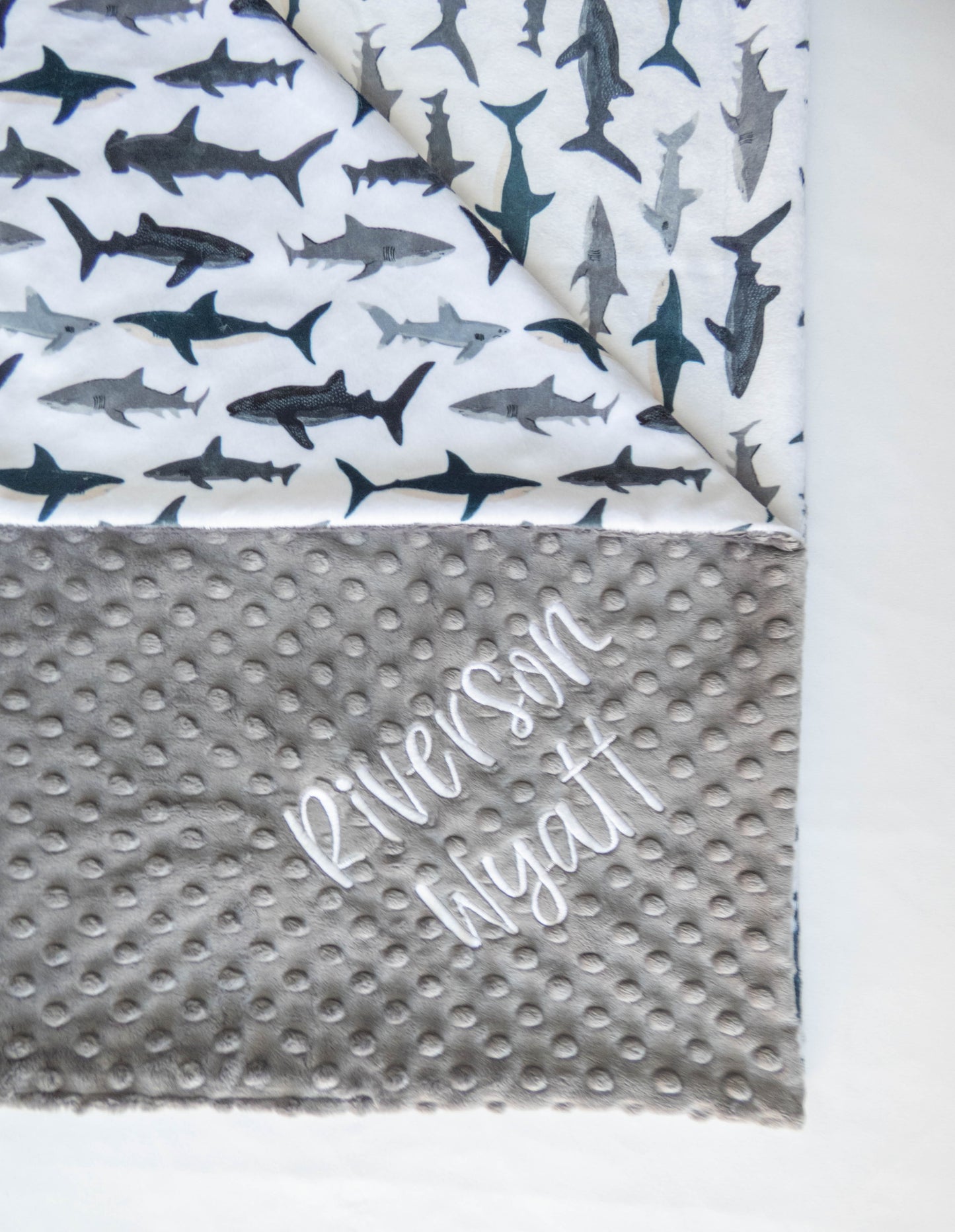 Navy Sharks Baby Blanket