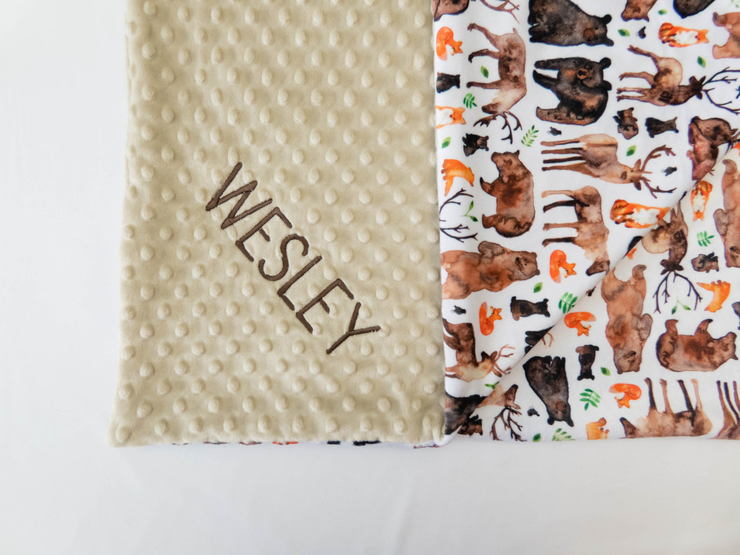 Fox, Bear and Elk Woodland Baby Blanket
