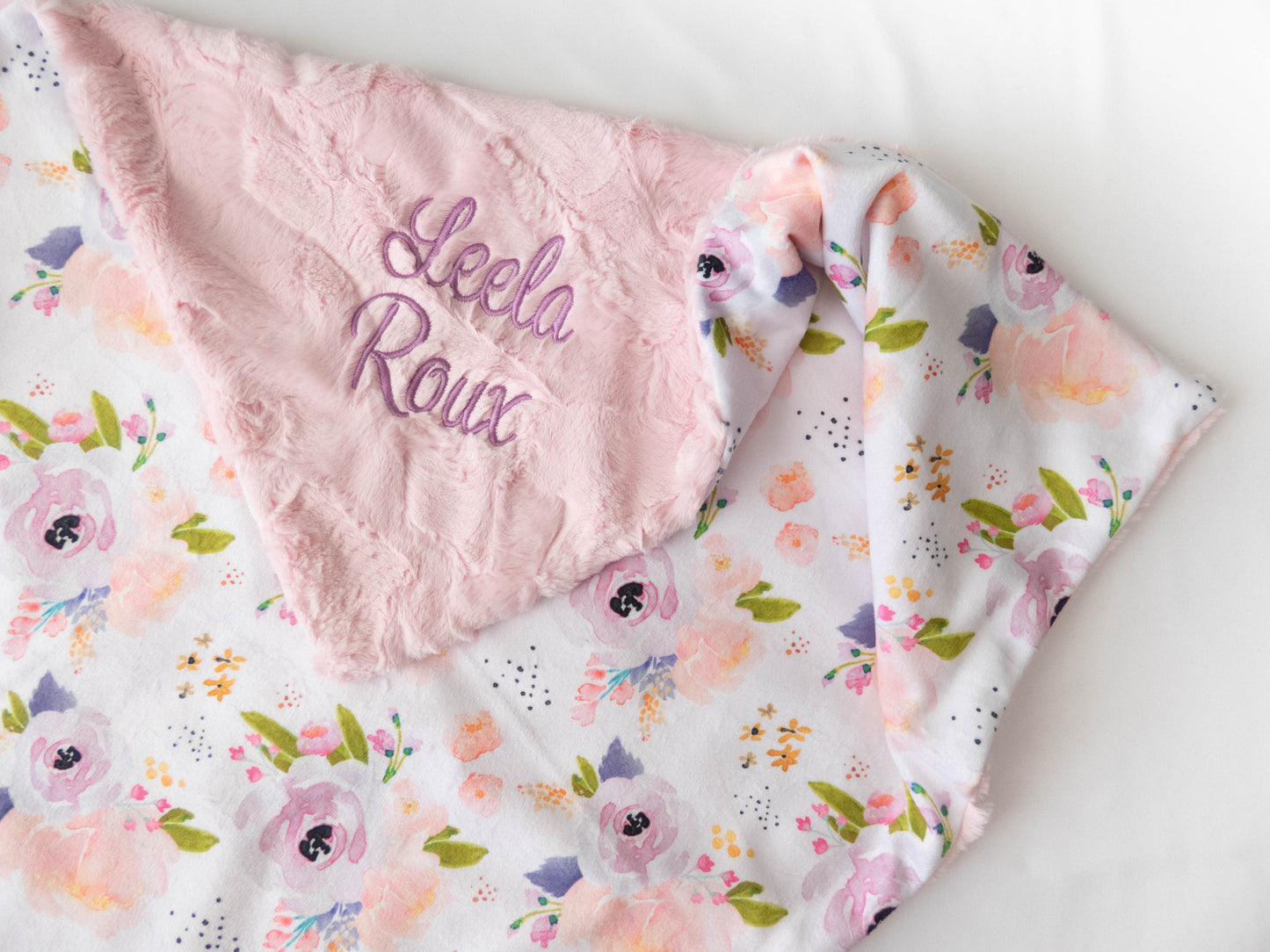 Peachy Plum Floral Baby Blanket
