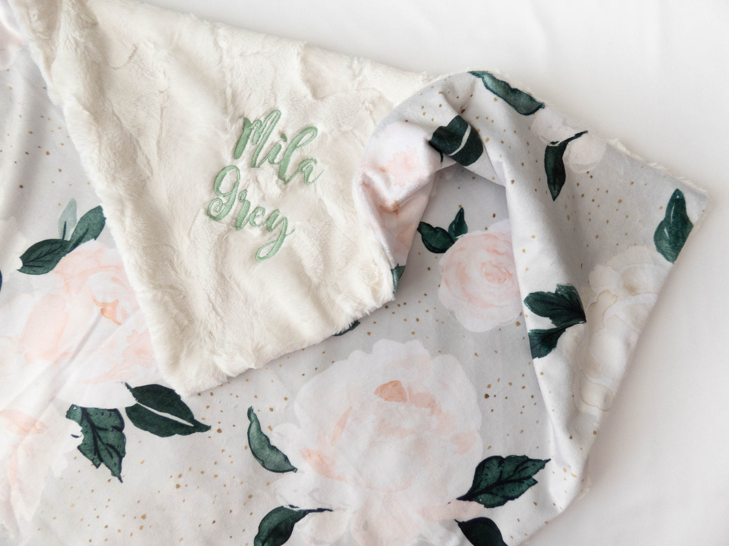 Vintage Blush Floral Baby Blanket