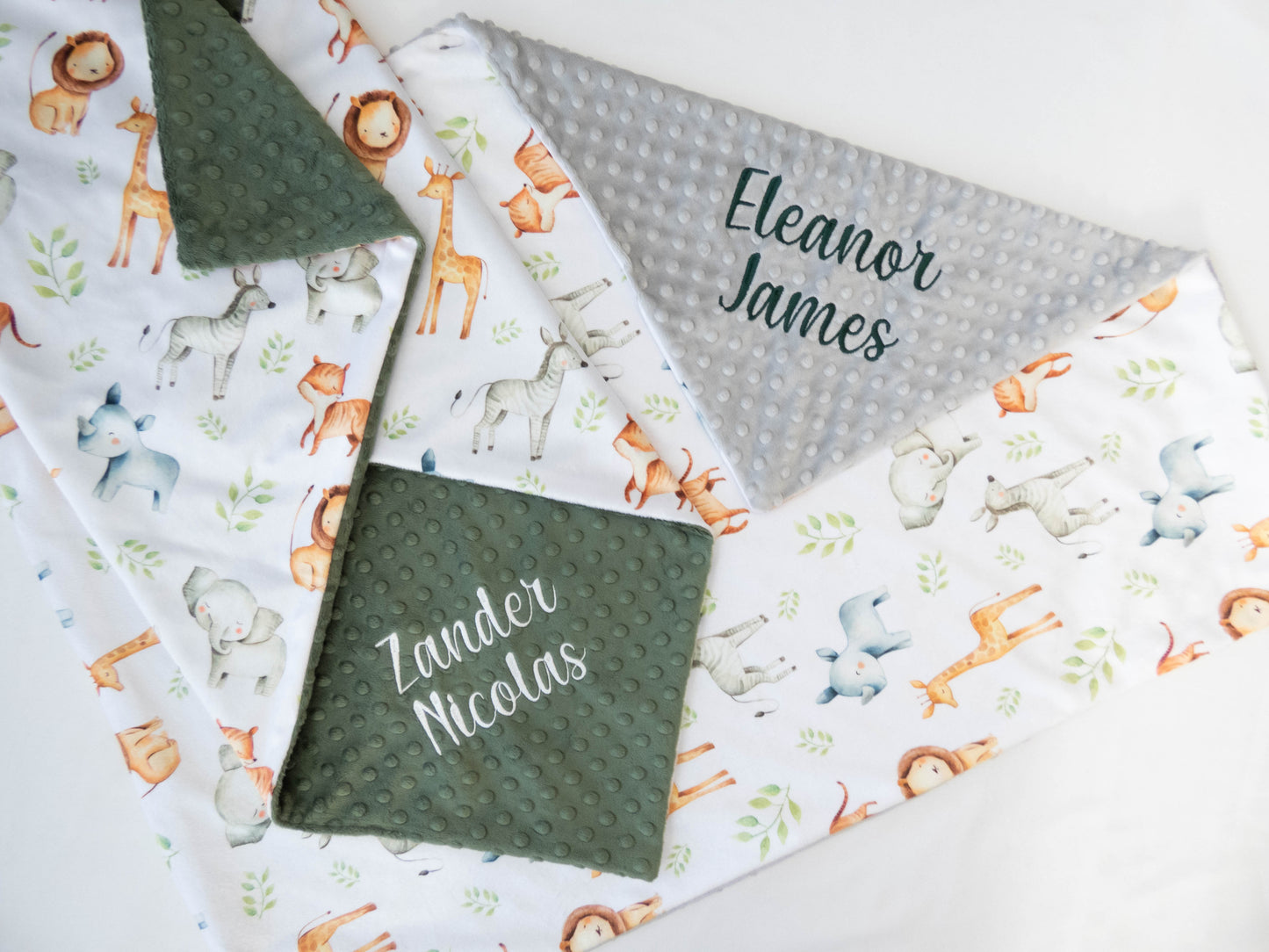 Safari Animals Personalized Baby Blanket