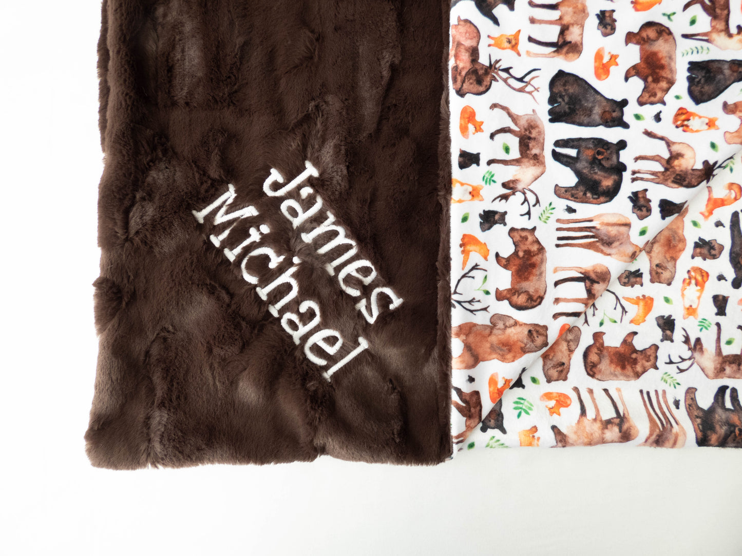 Fox, Bear and Elk Woodland Baby Blanket