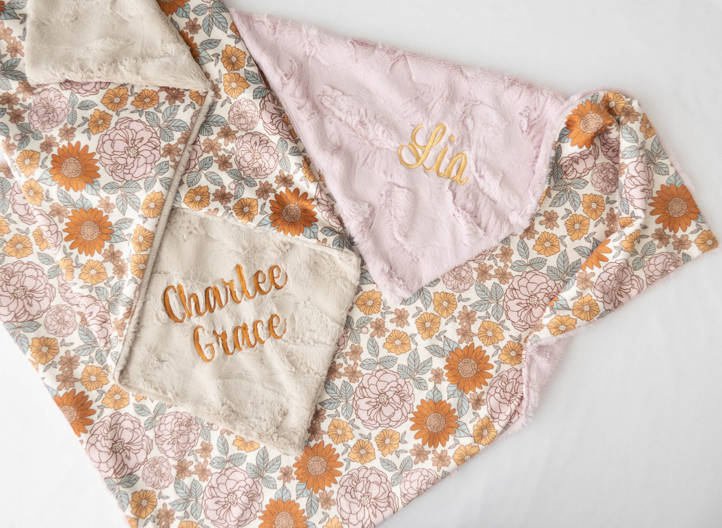 Golden Girl Vintage Floral Baby Blanket