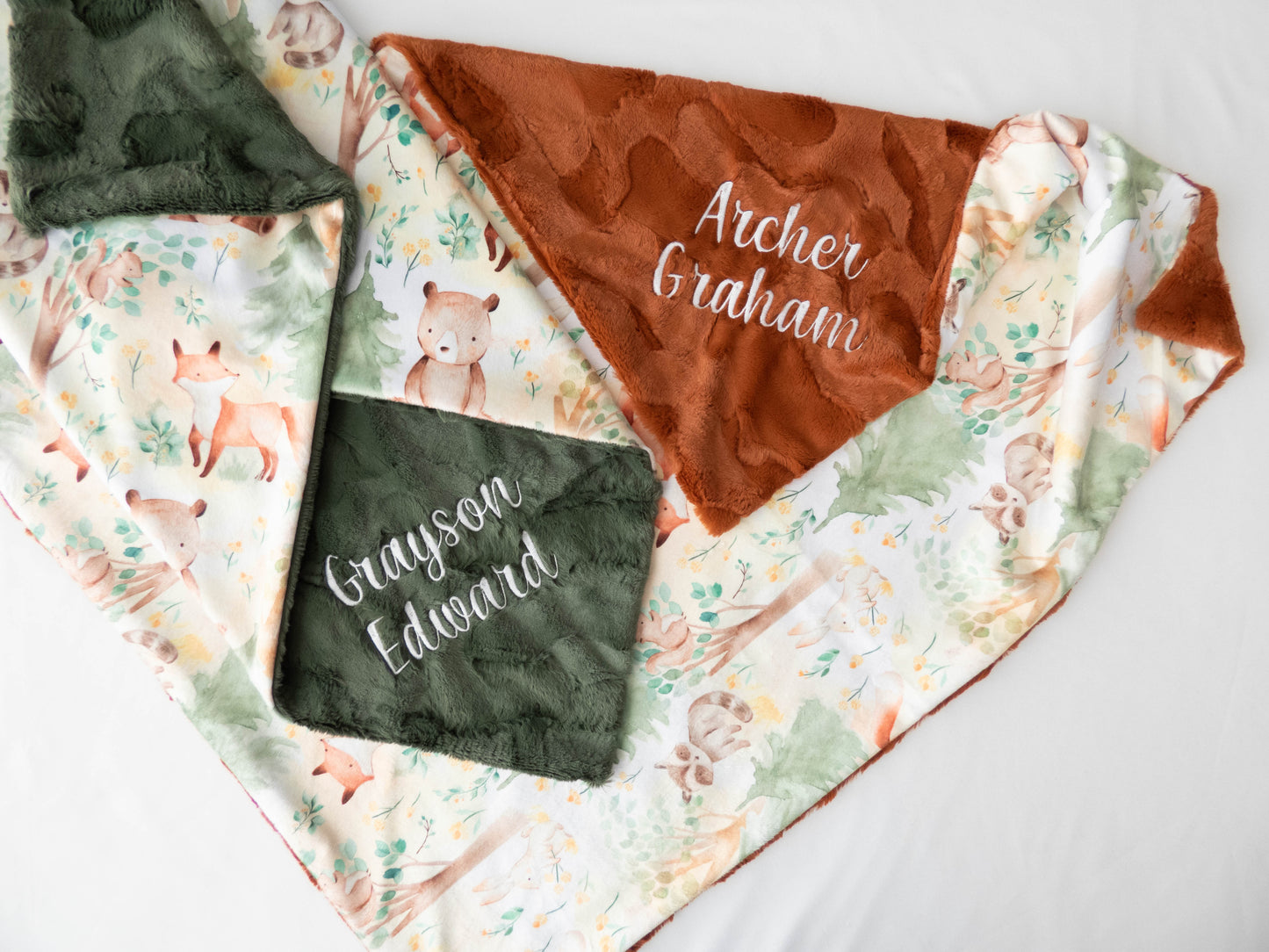 Forest Animals Sage Baby Blanket