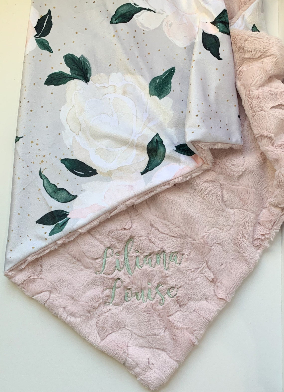 Vintage Blush Floral Baby Blanket