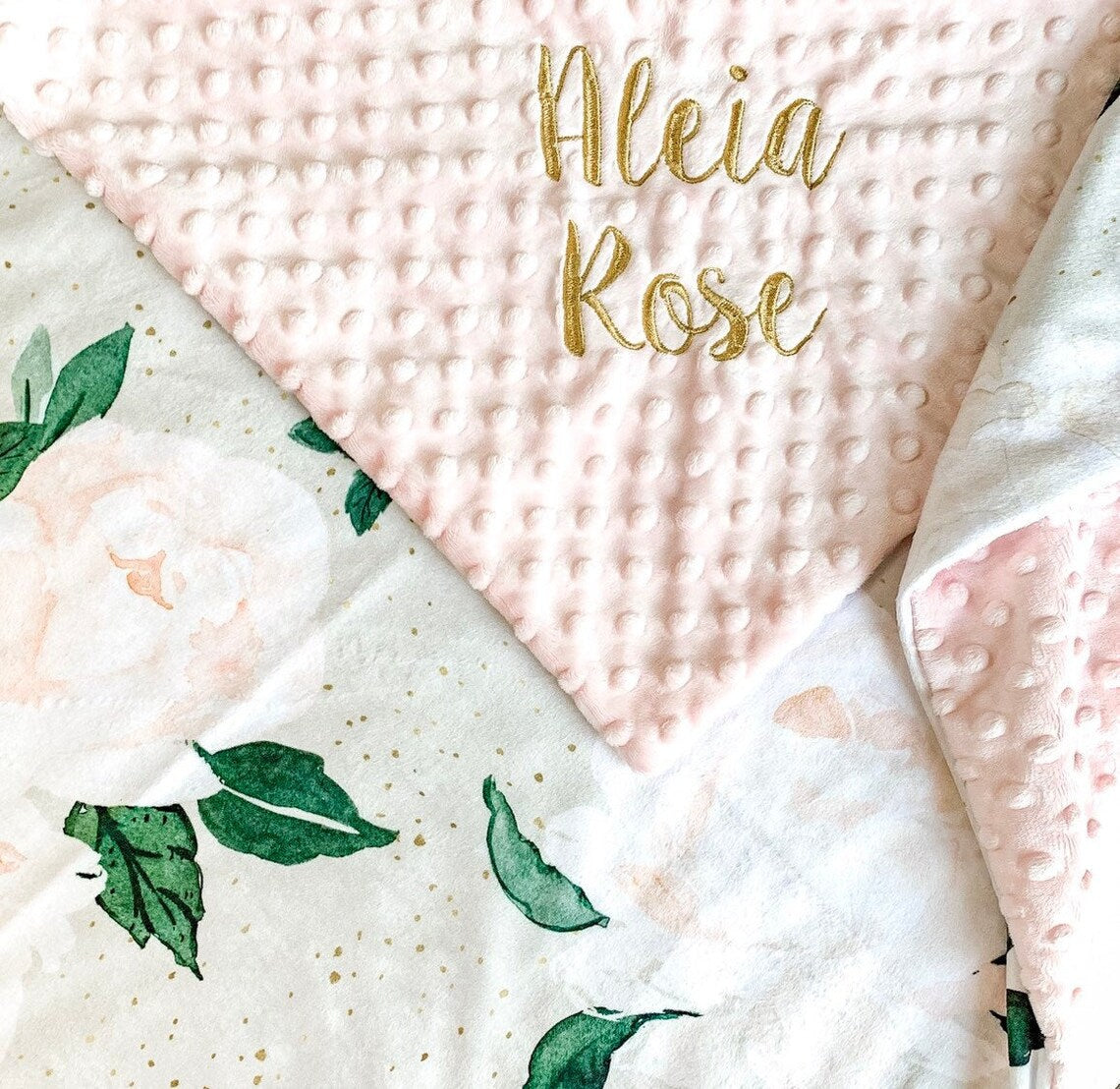 Vintage Blush Floral Baby Blanket