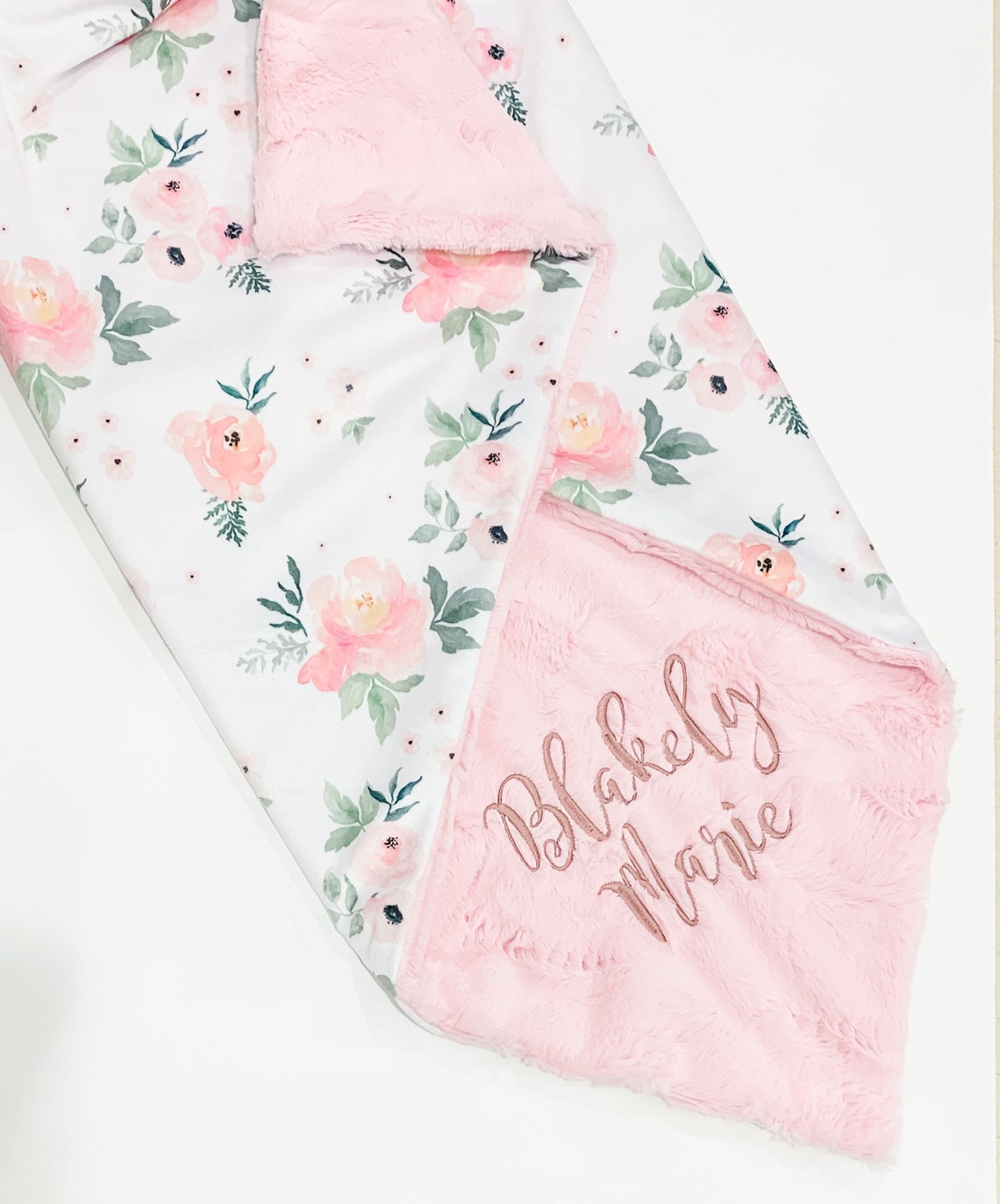 Blush Roses Floral Baby Blanket
