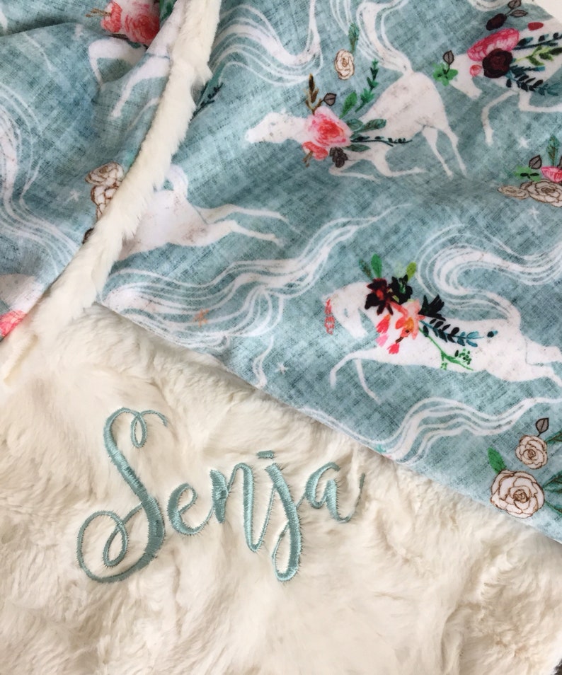 Blue Wild Horses Baby Blanket