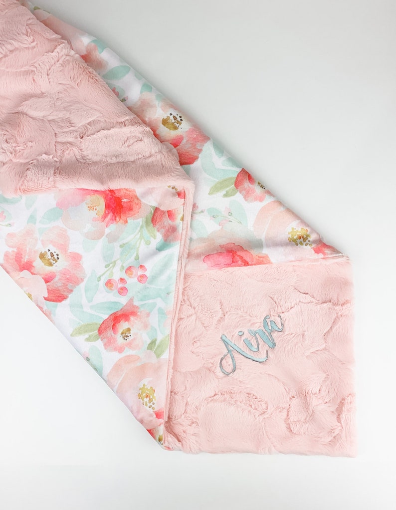 Plush Pink Floral Baby Blanket