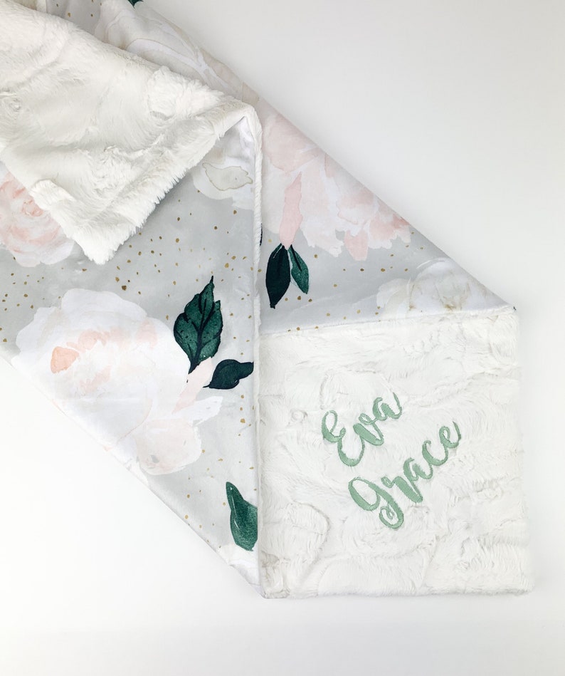 Vintage Blush Floral Baby Blanket