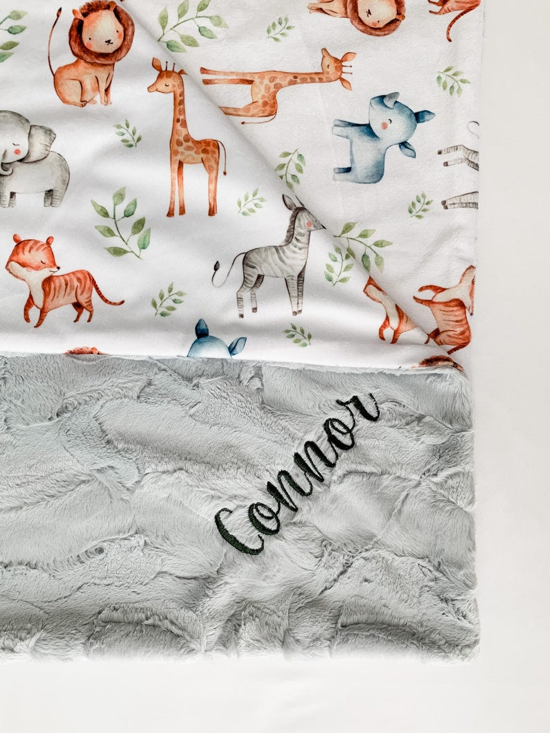 Safari Animals Personalized Baby Blanket