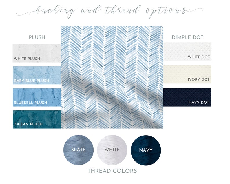 Blue Herringbone Personalized Baby Blanket