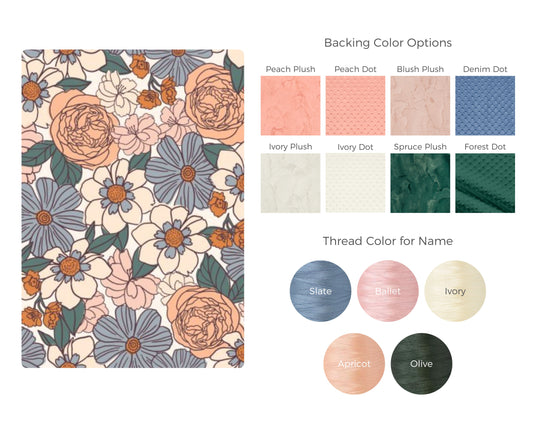 Ember Floral Personalized Child Size Blanket