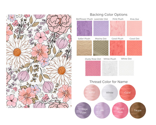 Summer Floral Personalized Child Size Blanket