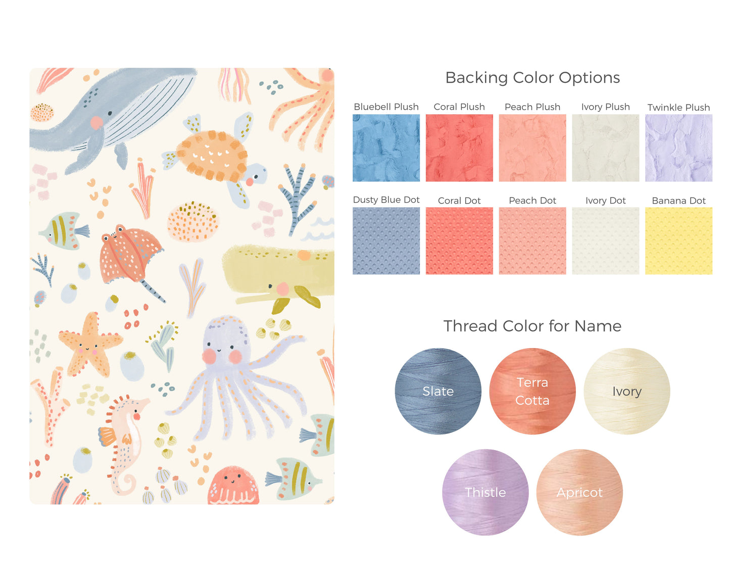 Ocean Friends Personalized Child Size Blanket