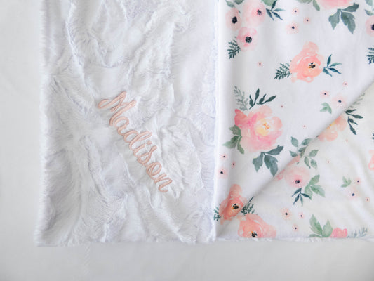 Blush Roses Floral Baby Blanket