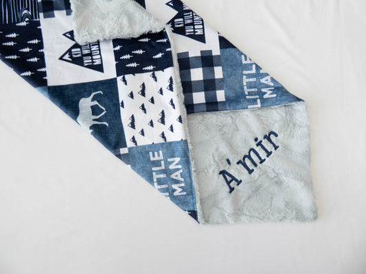 Little Man Patchwork Baby Blanket